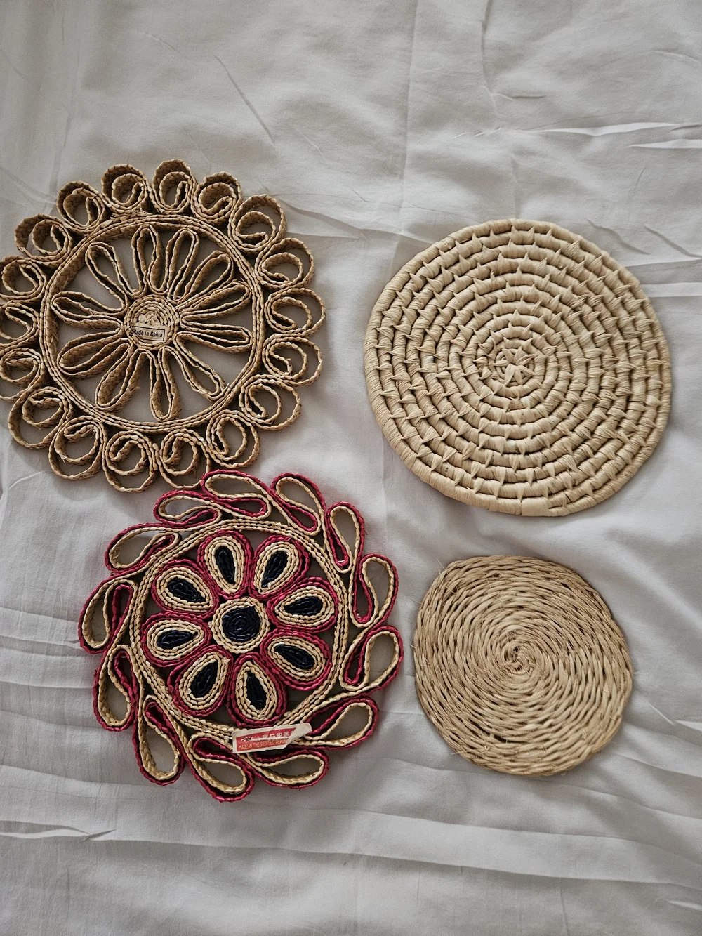 Set of 4 Vintage Wicker Trivets